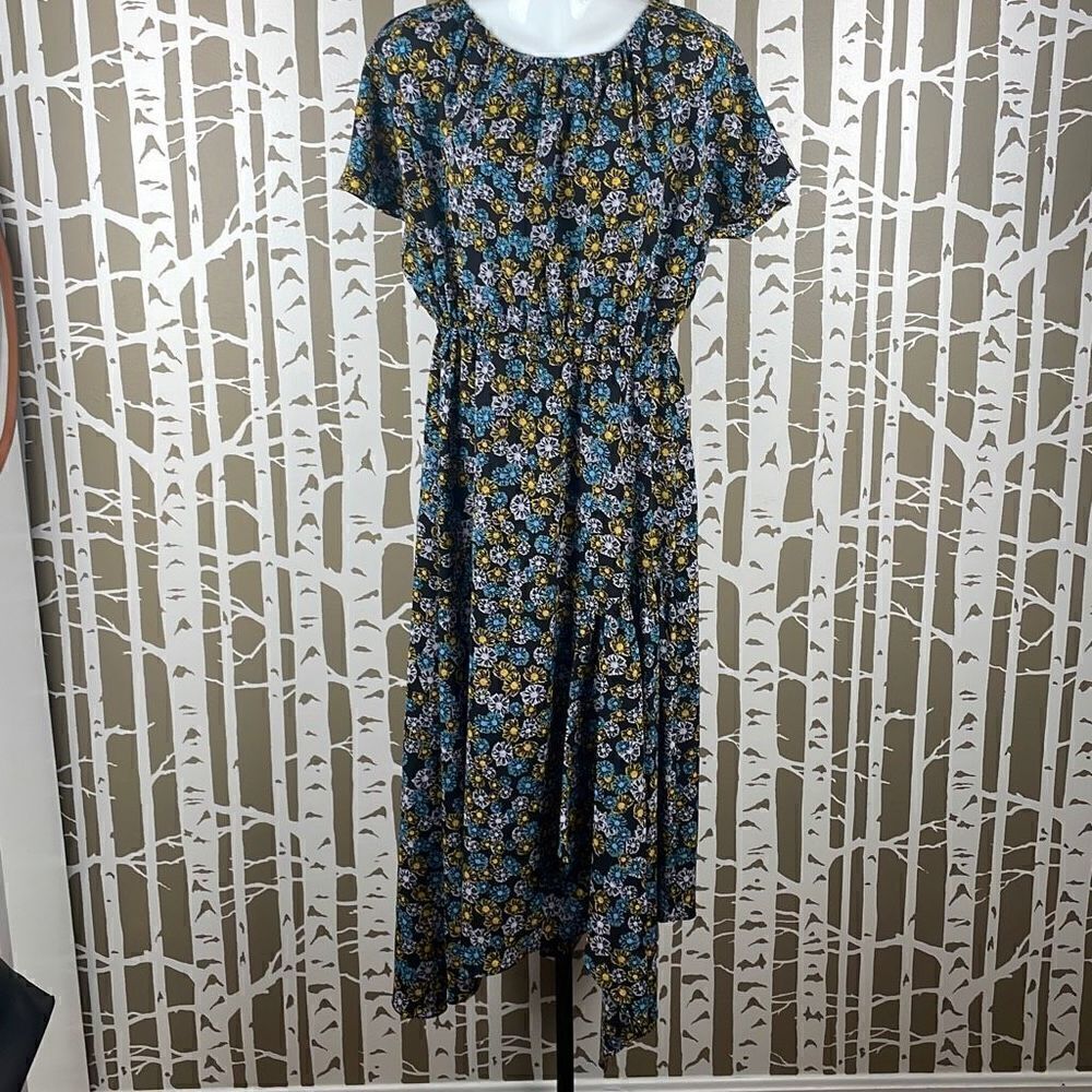 TopShop Floral Print Asymmetrical Split Hem Maxi Dress 8